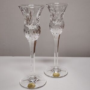 Vintage Princess House 24% Lead Clear Crystal Candlesticks 8” Made In Germany